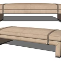 Beige Leather Sofa Bench With Black Straps And Square Legs Modern Design