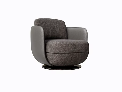 Modern Gray Single Sofa With Fabric Upholstery Leather Armrests And Swivel Base 3d model