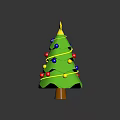 Festive Green Christmas Trees With Yellow Star Tops Colorful Balls And Gold Spiral Ornaments
