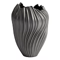 Decorative Ceramic Vessels with Wave Like Texture in White Light Brown and Black 3d model