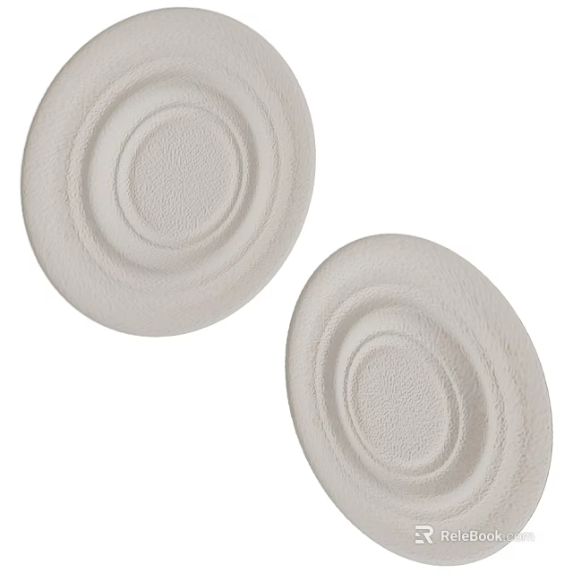 Two White Textured Wall Sconces With Circular Embossed Pattern For Indoor Decor 3d model 