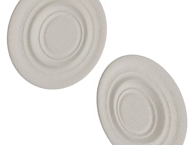 Two White Textured Wall Sconces With Circular Embossed Pattern For Indoor Decor 3d model