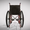 Medical Equipment Manual Wheelchair With Black Seat Red Frame And Footrests