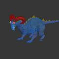 Fantasy Monster 3D Model With Curved Horns Spikes And Blue Green And Pink Scaly Skin