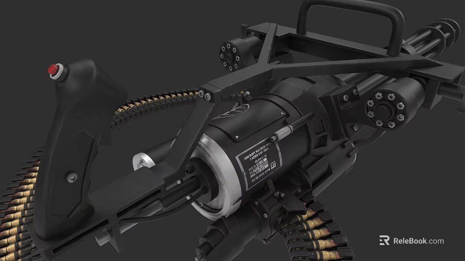 Heavy Machine Gun 3D Model With Ammunition Belt Barrel And Mount Design 3d model 