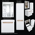 Modern White Bathroom Vanity with Mirror and Wooden Accent Storage Cabinet