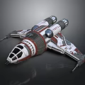 Futuristic Sci Fi Spaceship Design With Multiple Engines Red White Color And Streamlined Shape 3d model
