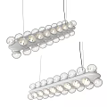 Modern Chandeliers With Multiple Round Bulbs On White Elongated Frames Contemporary Lighting Design 3d model