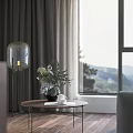 Modern Living Room Interior With Gray Sofa TV Wall Coffee Table And Large Window View