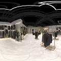 Clothing Store Display Shelves With Mannequins And Neatly Arranged Suits In Interior