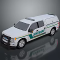 White Sheriff Pickup Truck With Roof Mounted Lights And Green Stripes
