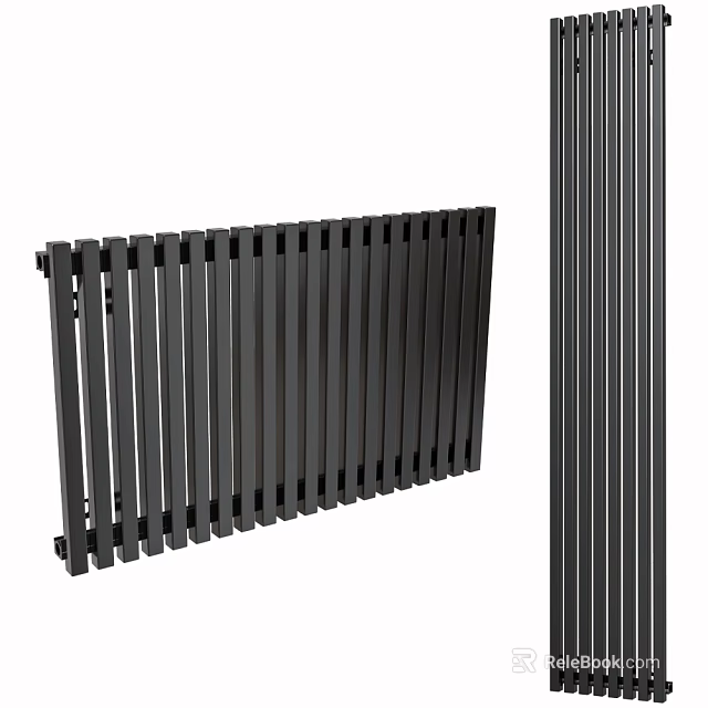 Modern Black Vertical Radiator With Slim Design For Home Heating Systems 3d model 