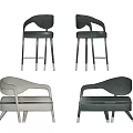 Modern Upholstered Bar Stools With Curved Backrest And Various Colors