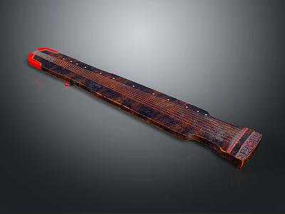 Traditional Wooden Long Home Decor Item With Red Edge And Textured Surface 3d model