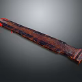 Traditional Wooden Long Home Decor Item With Red Edge And Textured Surface