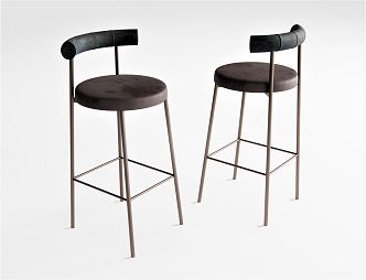 Modern Bar Chair Bar Stool Low Stool Backrest Bar Stool 3d model