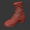 Worn Brown Leather High Top Work Boots With Laces And Thick Worn Soles 3d model