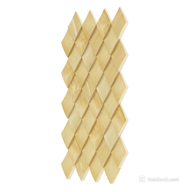 Geometric Wooden Wall With Interlocking Diamond Pattern And Light Beige Tone For Interior Decor 3d model 