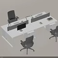 Modern Office Desk Workstation With Dividers Office Chairs Computer And Minimalist Design