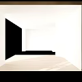 Modern White Bedroom Bedside Table With Clock And Curtains Near Wall