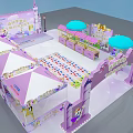 Colorful Disney Castle Themed Children's Playground Event with Pink Structures and Play Areas