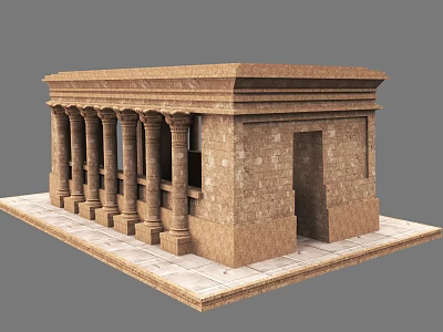 Detailed Ancient Egyptian Stone Building With Columns Door And Windows 3d model