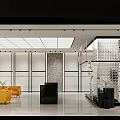 Modern Boutique Store Interior With Glass Display Cases Yellow Armchairs Reception Desk And Bright Lighting