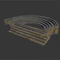 Curved Wooden Staircase Structure With Layered Steps And Central Circular Hollow