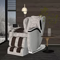 Modern Beige Massage Chair With Comfortable Design And Side Table Plant In Living Room