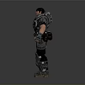 Sci Fi Male Warrior In Full Body Detailed Mechanical Armor With Combat Gear