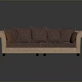 Comfortable Upholstered Sofa With Beige Frame Brown Cushions And Pillows
