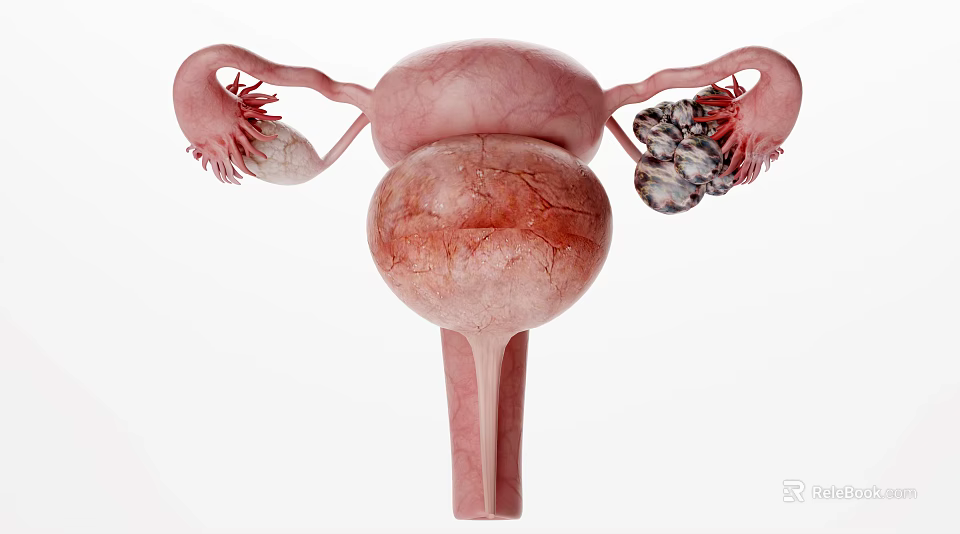 Pelvic Organs Anatomy Showing Uterus Fallopian Tubes Ovaries And Bladder Structure 3d model 