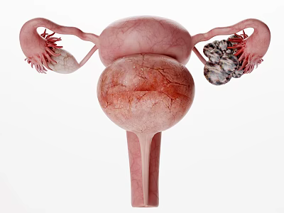 Pelvic Organs Anatomy Showing Uterus Fallopian Tubes Ovaries And Bladder Structure 3d model