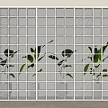Modern Glass Partition With Grid Design And White Frame For Interior Decor 3d model