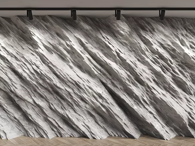 Stone Background Wall with Gray White Natural Wavy Texture for Modern Interior Design 3d model