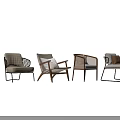 Modern Leisure Chairs With Rattan Accents And Wooden Frames For Living Room