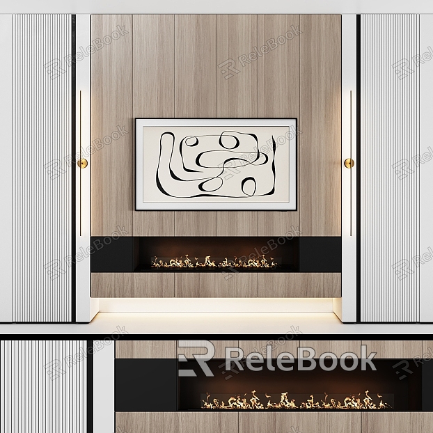 Modern TV background wall model