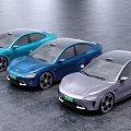 Electric Cars Blue Dark Blue and Gray Modern Sleek Sedan with Aerodynamic Body Design