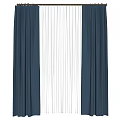 Elegant Blue Curtains With White Sheer Panels For Modern Home Window Decor