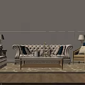 Elegant Modern Living Room Sofa Set With Blue Pillows And Coffee Table