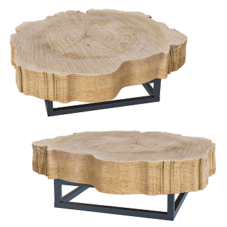 Wood annual ring coffee table 3d model