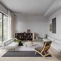 Modern Living Dining Room Interior With Open Concept Sofa Dining Table And Large Windows