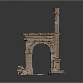 Ancient Stone Arch And Columns Historical Ruins Scenic Landscape View