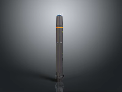 Gray Rocket With Orange Stripe Vertical Launch Vehicle For Space Exploration 3d model