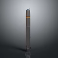 Gray Rocket With Orange Stripe Vertical Launch Vehicle For Space Exploration