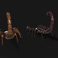 Two Detailed Realistic Scorpion Models In Brown And Golden Tones On Black Background