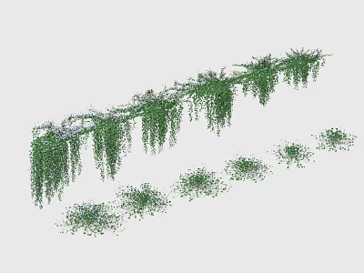 Lush Hanging Green Vines And Small Ground Grass Tufts For Decorative Greenery 3d model