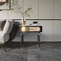 Modern Luxury Bedside Table Design With Gold Accents Black Metal Legs And Decorative Items