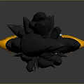 3D Character Bust Sculpture With Spiky Black Hair Red Gem Headpiece Yellow Armor And Blue Accents