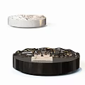 Circular Coffee Tables With White And Black Marble Textured Surfaces Modern Design